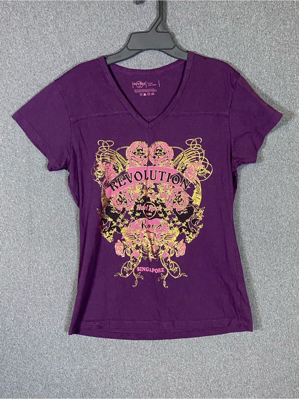 Hard Rock Café Revolution Graphic V-Neck Tee - Purple